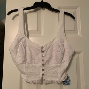 Free People white button crop